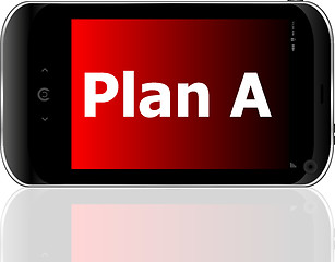 Image showing plan a word on smart mobile phone with blue screen