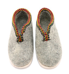 Image showing Pair of traditional wool felt slippers