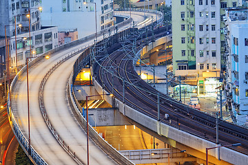 Image showing traffic highway night, Hong Kong