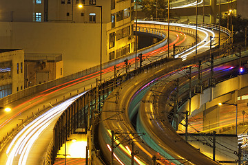 Image showing traffic highway night, Hong Kong