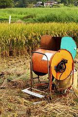 Image showing Vintage rice wood machine 