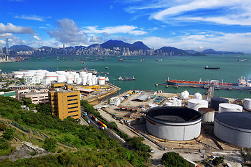 Image showing aerial view of petrol industrial zone 