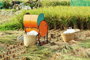 Image showing Vintage rice wood machine 