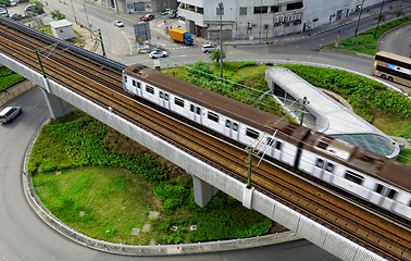 Image showing roundabout and train traffic