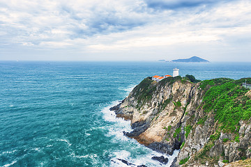 Image showing White small lighthouse. Hong Kong