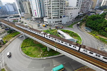 Image showing roundabout and train traffic