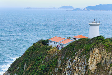 Image showing White small lighthouse. Hong Kong