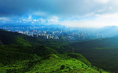 Image showing Sunset In A District Of Hong Kong 