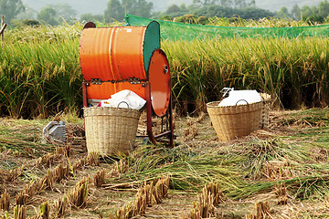 Image showing Vintage rice wood machine 