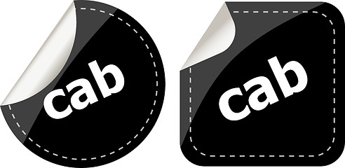 Image showing cab word stickers set, web icon button