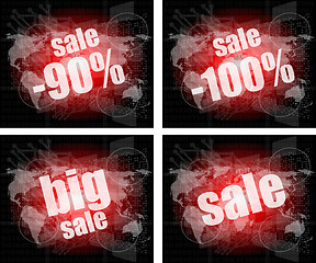 Image showing set of sale percentage words on business digital touch screen