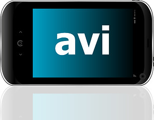 Image showing Web development concept: smartphone with word avi on display