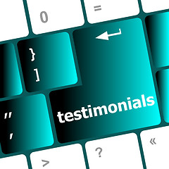 Image showing testimonial word on keyboard key, notebook computer button