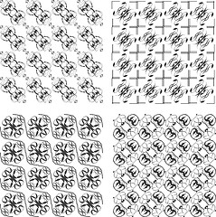 Image showing Set of monochrome geometric seamless patterns