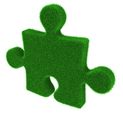 Image showing Green grass puzzle piece