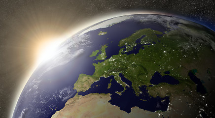 Image showing Sun over Europe