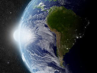 Image showing Sun over South America