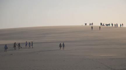 Image showing People on the dune top in Jericoacoara Beach