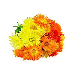 Image showing Calendula yellow and orange bouquet