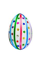 Image showing Easter egg with ribbons and sequins