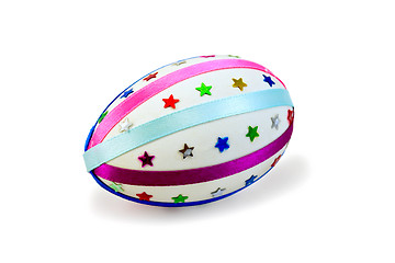 Image showing Easter Egg with colored ribbons and stars