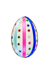 Image showing Easter egg with ribbons and stars