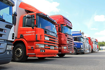 Image showing Row of Used Scania Trucks