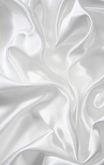 Image showing Smooth elegant white silk as wedding background