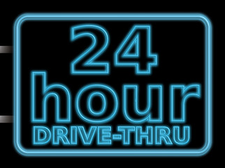 Image showing neon sign 24hr drive