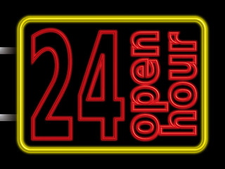 Image showing neon sign 24hr open