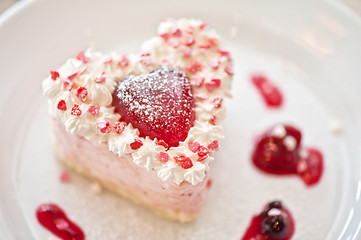 Image showing heart-shaped valentine cake