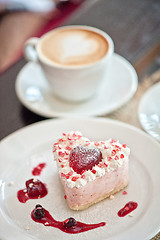 Image showing heart-shaped valentine cake