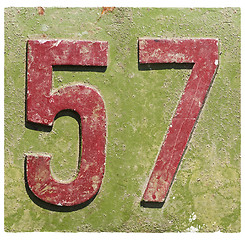 Image showing plate with a number 57