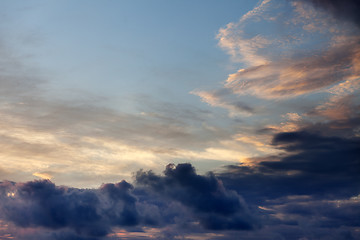 Image showing Dark clouds at sunset