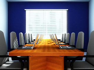 Image showing Laptops in an empty room