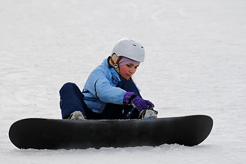 Image showing Young snowboarder