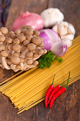 Image showing Italian pasta and mushroom sauce ingredients