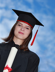 Image showing Portrait of a Woman in Graduation Gown