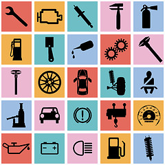 Image showing Collection flat icons. Car symbols. Vector illustration.