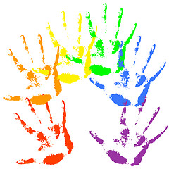 Image showing Hand print  rainbow colors, skin texture pattern, vector illustr
