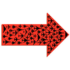 Image showing Directional arrow with the airplanes inside. Vector.