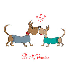 Image showing Valentine' s day greeting card with cartoon dog characters