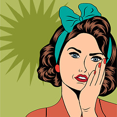 Image showing cute retro woman in comics style