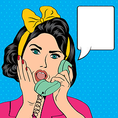 Image showing woman chatting on the phone, pop art illustration