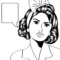 Image showing cute retro woman in comics style