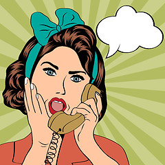 Image showing woman chatting on the phone, pop art illustration