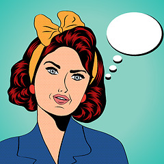 Image showing cute retro woman in comics style