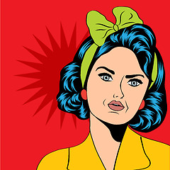 Image showing cute retro woman in comics style