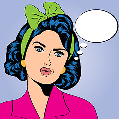 Image showing cute retro woman in comics style