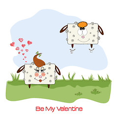 Image showing sheep lovers, comic illustration for Valentine's day or wedding